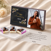 Black Floral Design Anniversary Gift Personalized with Photo (with Wrapped Chocolates)