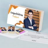 Gold Ribbon Design Personalized Congratulations Gift Box with Wrapped Chocolates (Content Edition)