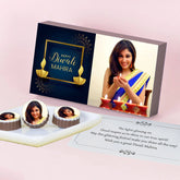 Elegant Blue Personalised Diwali Gift Box with Printed Chocolates