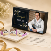 Beautiful Congratulations Gift Box and Chocolates Personalized with Photo (with Wrapped Chocolates)