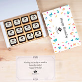 Birthday themed branded box containing custom logo chocolates