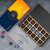 Corporate Diwali Gifts - 18 Chocolate Box - Middle Four Printed Chocolates (Minimum 50 Boxes)