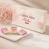 Personalized I Love You Chocolate Gift Box with Watercolour Design (with Wrapped Chocolates)