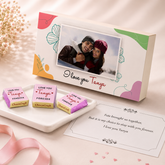 Elegant Floral I Love You Chocolate Gift Box Personalized with Photo (with Wrapped Chocolates)