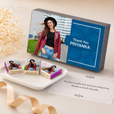 Elegant Blue Thank You Gift Box and Chocolates Personalized with Photo (with Wrapped Chocolates)