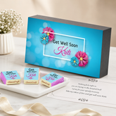 Vibrant Blue Design Personalized Get Well Soon Gift (with Wrapped Chocolates)