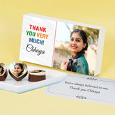Appreciation gifts with personalised thank you gifts photo chocolates in box