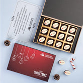 Sample 12-piece logo chocolate box — one of the best corporate holiday gifts for clients