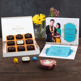 Front view of 9 chocolate box – best wedding invitations with sweet personalization