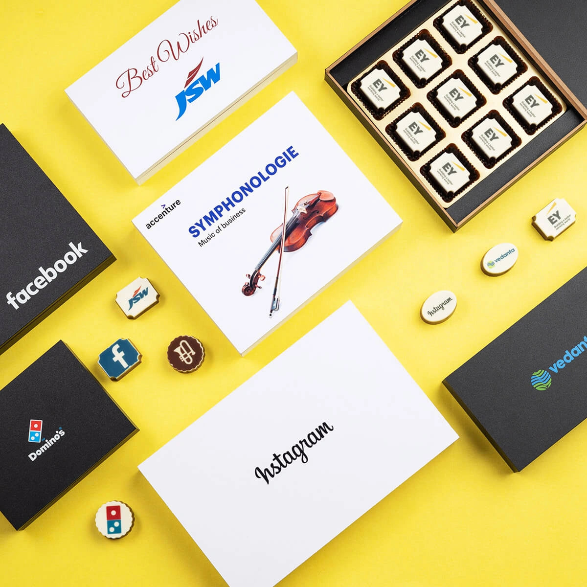 Side‑by‑side black and white box colour options for staff appreciation gifts.