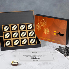 Elegant 12‑piece MDF box branded for employee holiday appreciation