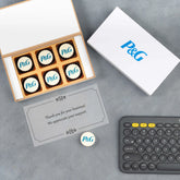 Sample of corporate gifts under 1000 with 6 logo-printed chocolates