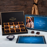 Front view of 12 chocolate box – creative wedding invitation with edible prints