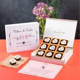 Indian wedding return gifts – 9 chocolate box with custom print
