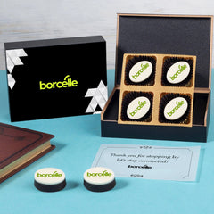 Line‑up of 2‑ to 18‑piece logo chocolate boxes for various business event giveaways
