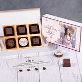 Front view of 6 chocolate box – perfect for ordering birthday invitations online