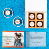 Personalised anniversary invitations with photo chocolates