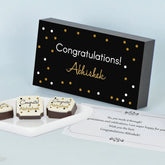 Personalized congratulations card with photo chocolates in box