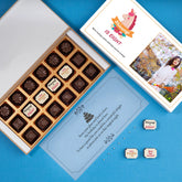 Front view of 18 chocolate box for personalized photo birthday party invitations