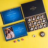 Front view of 12 chocolate box – photo wedding invitations sample