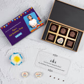 Front view of 6 chocolate box sample with printable birthday invitation design