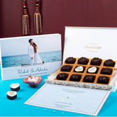 Front view of 12 chocolate box – printable wedding invitations with edible print
