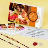 Front view of personalised rakhi chocolates gift box