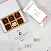 Return gift ideas for marriage anniversary – 6 chocolate box with one printed chocolate