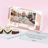 Unique congratulations gifts with watercolor photo chocolates in box