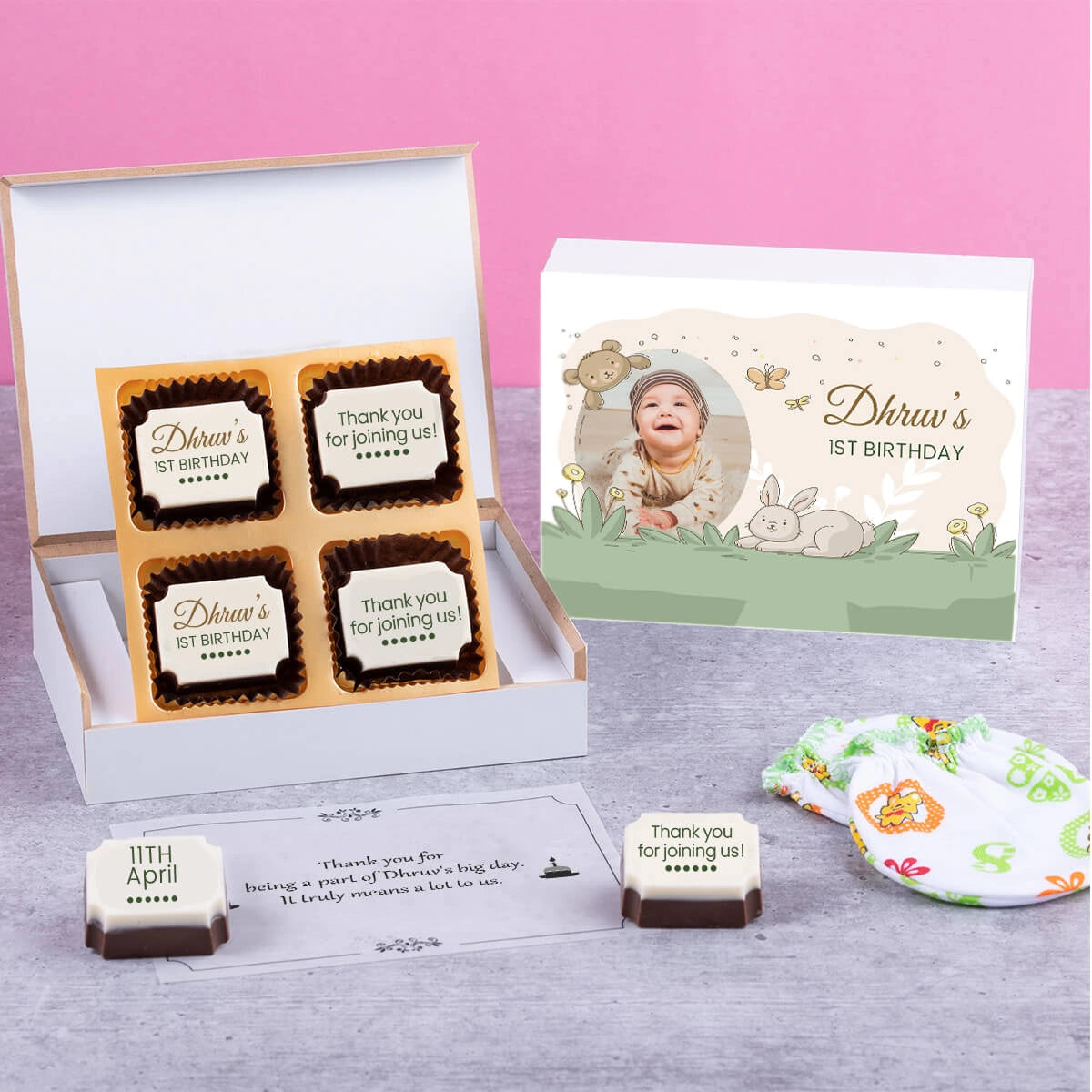 Personalized Party Favors for 1st Birthday – 4-Chocolate Sample