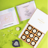 Front view of 9 chocolate box – unique wedding invitation card design