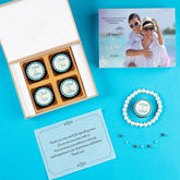 Wedding anniversary return gift ideas – 4 printed chocolates in a custom box