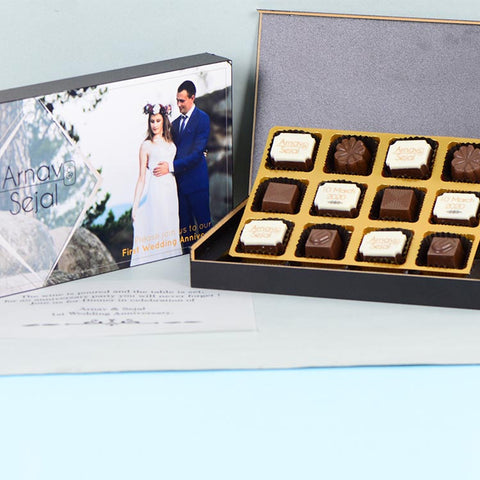 Anniversary Invitations - 12 Chocolate Box - Alternate Printed Chocolates (Sample)
