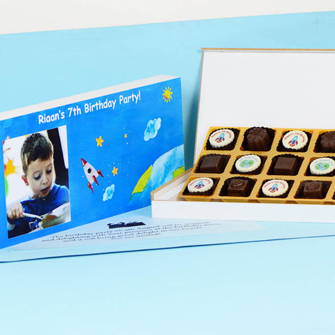 Birthday Invitations - 18 Chocolate Box - Alternate Printed Chocolates (Sample)