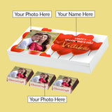 Valentine Gift Chocolate Box - Personalised with Photo and Name (with Wrapped Chocolates)
