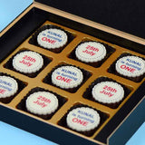 1st Birthday Invitations - 9 Chocolate Box - All Printed Chocolates (Sample)