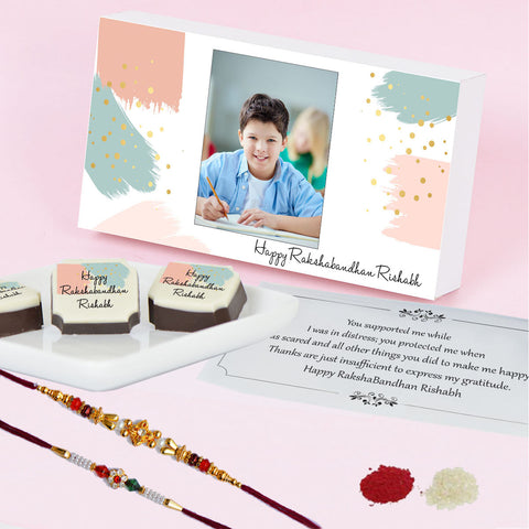 Token of Love - Gift with Printed Chocolates (Rakhi Pack Optional)