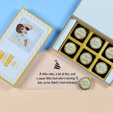 1st Birthday Invitations - 6 Chocolate Box - All Printed Chocolates (Minimum 10 Boxes)