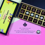 1st Birthday Invitations - 18 Chocolate Box - Middle Four Printed Chocolates (Minimum 10 Boxes)