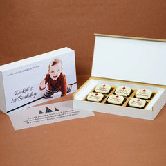 1st Birthday Return Gifts - 6 Chocolate Box - All Printed Chocolates (Minimum 10 Boxes)