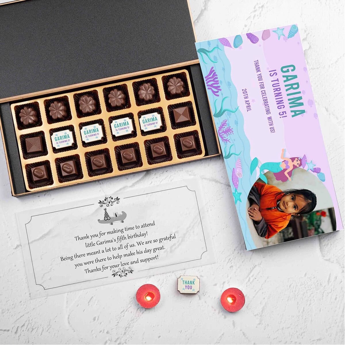 Sample of 18 chocolate box – perfect birthday return gift takeaway