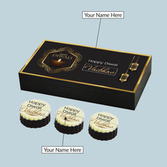 Diya Design Personalised Gift for Diwali with Printed Chocolates