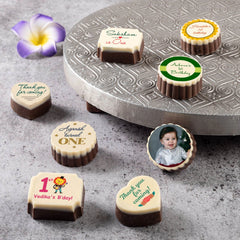 Wooden lid branding on 1st birthday party return gifts bulk box