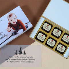 1st Birthday Return Gifts - 6 Chocolate Box - All Printed Chocolates (Minimum 10 Boxes)