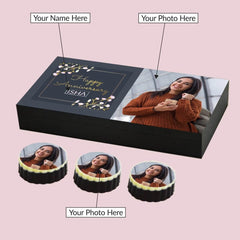 Marriage Anniversary Gifts: Unique Anniversary Gifts for Couples with Black Floral Photo Chocolates