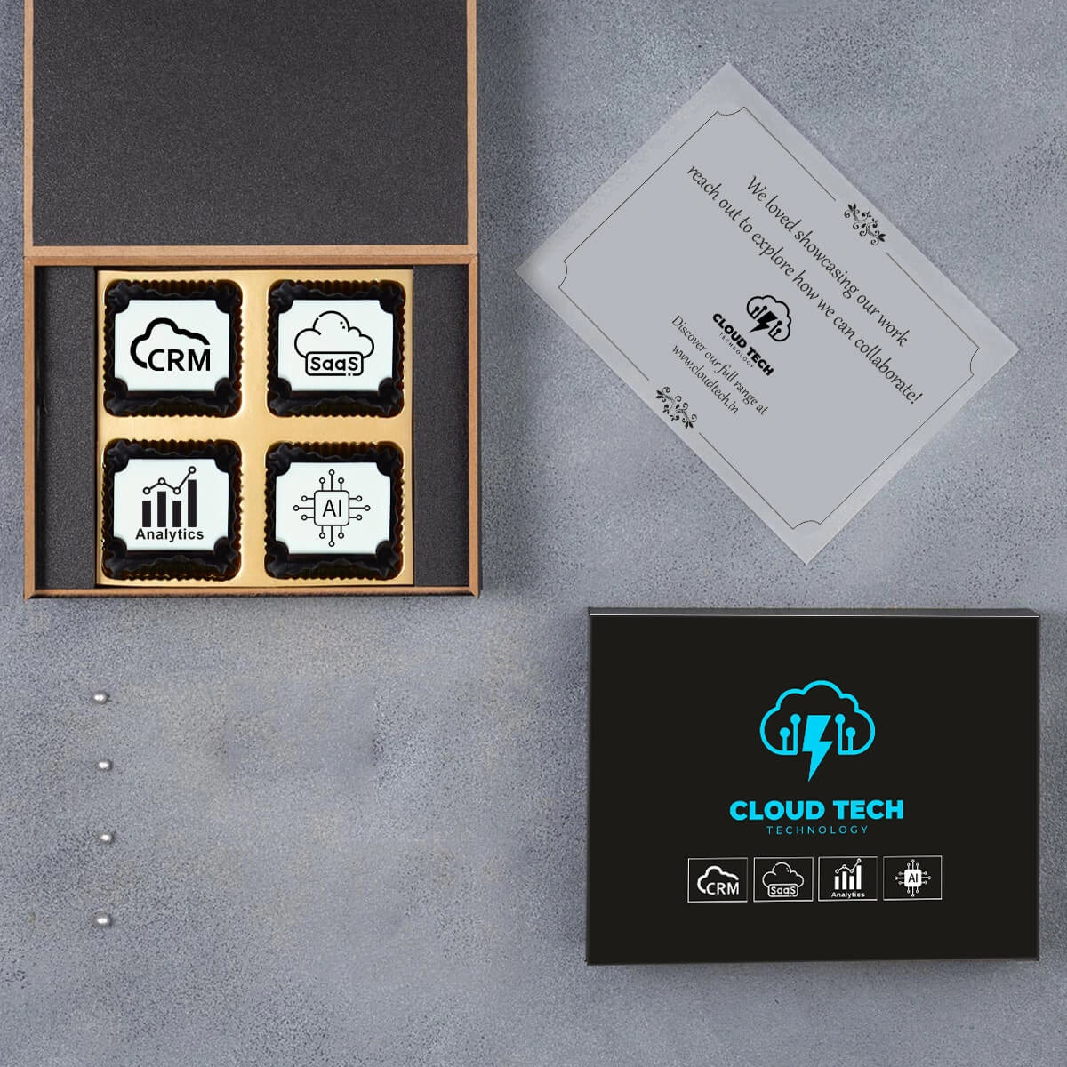 four chocolate gift box customized for corporate exhibition giveaways