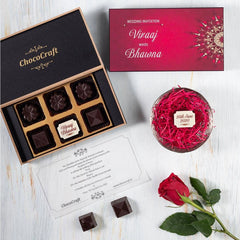 6-piece chocolate box for elegant wedding ceremony invitation