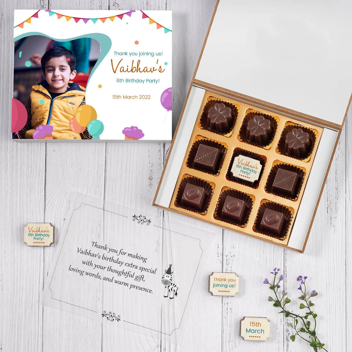 9 chocolate box as custom birthday return gift option