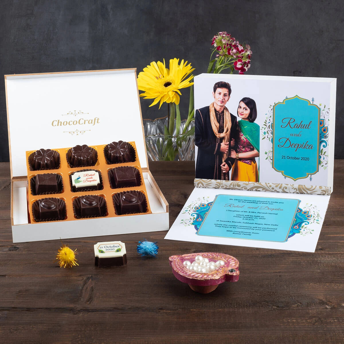 Elegant Wedding Invitation Chocolate Box Design 1