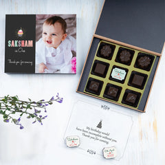 1st Birthday Return Gifts - 9 Chocolate Box - Middle Printed Chocolates (Minimum 10 Boxes)